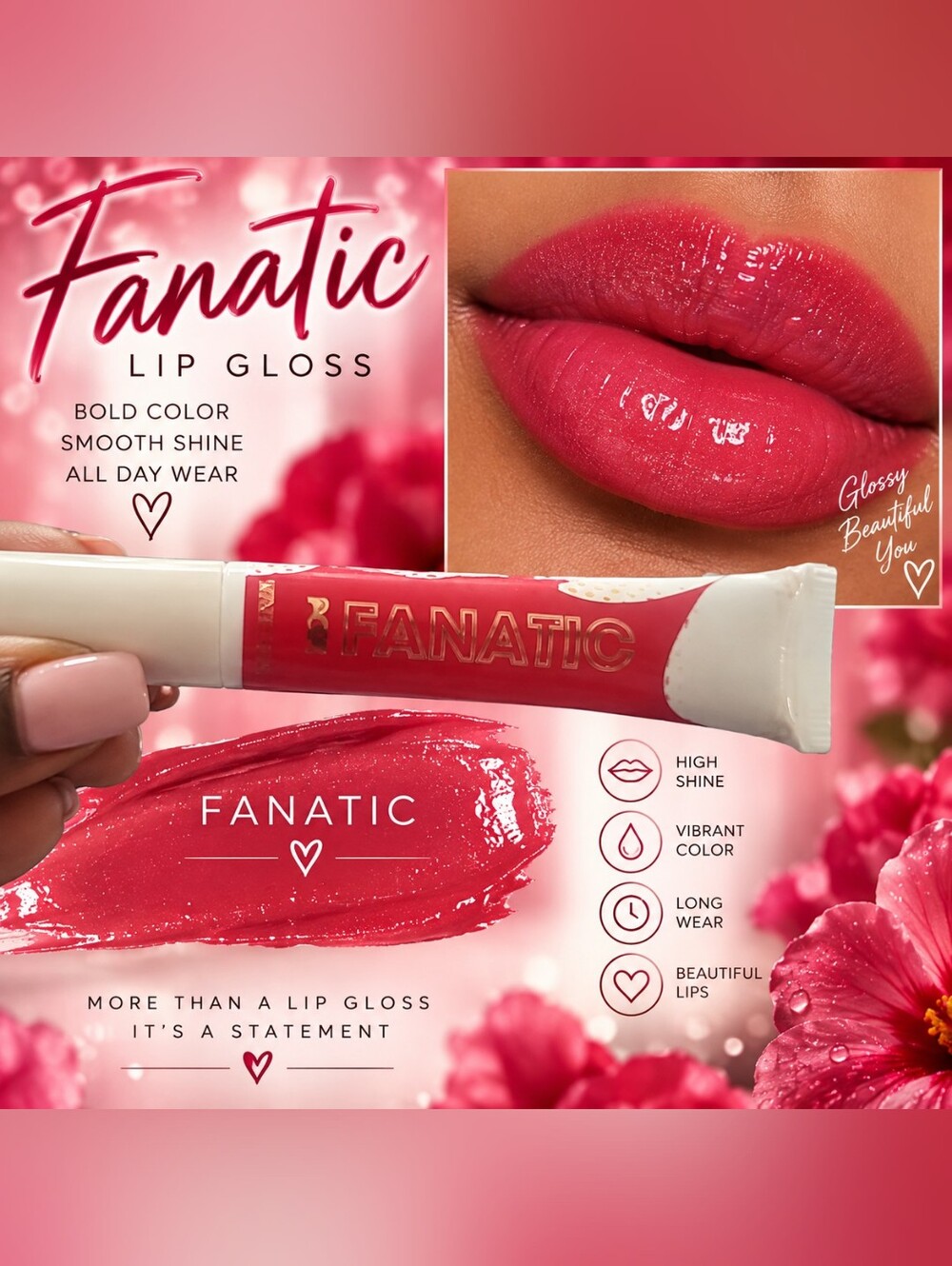 Fanatic High-Shine Lip Gloss — Vibrant Hot Pink
